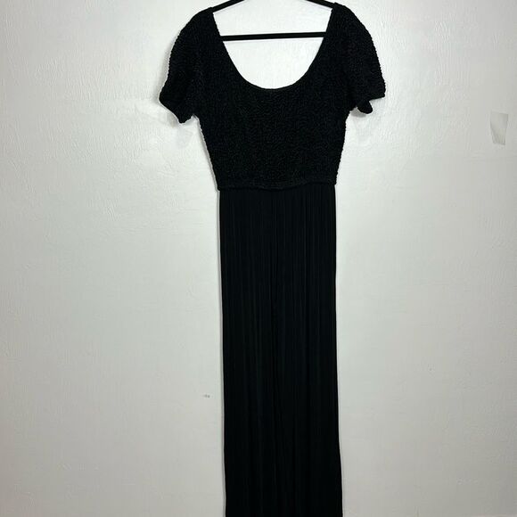 Pipe Dreams Vintage Boucle Textured Top Wide Leg Jumpsuit In Black Size M - Picture 1 of 11